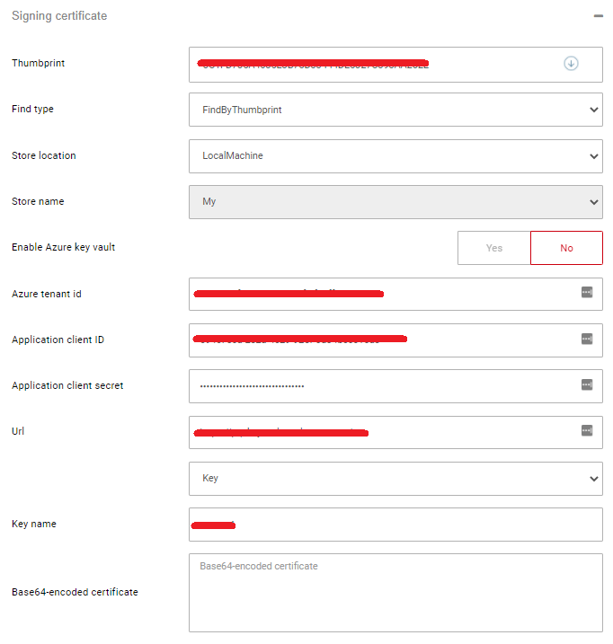 Configure signing certificate on Safewhere Admin