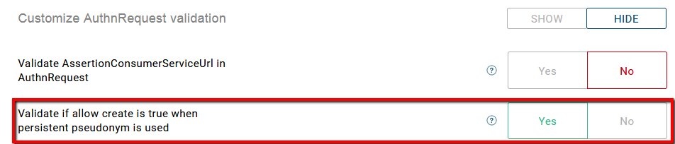 Validate if allow create is true when persistent pseudonym is used