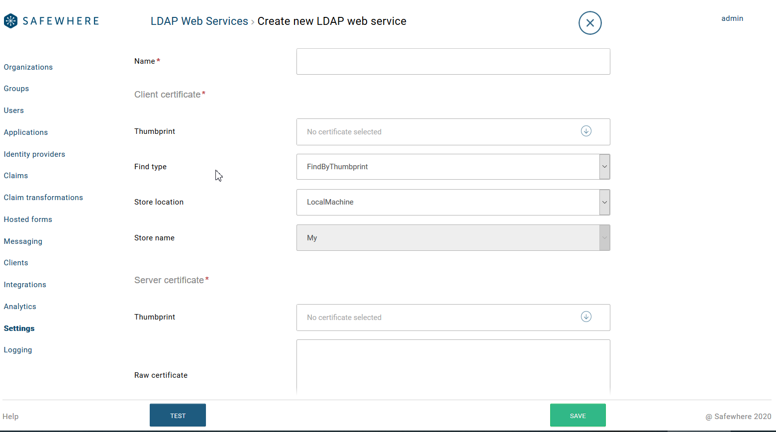 LDAP web service creation