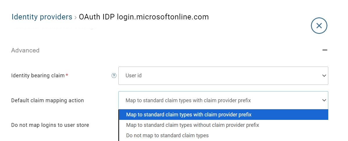 Map to standard claim types with claim provider prefix