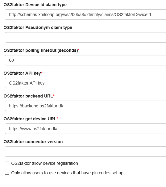 OS2faktor Settings Identify Admin