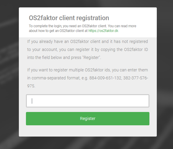 OS2faktor Registration