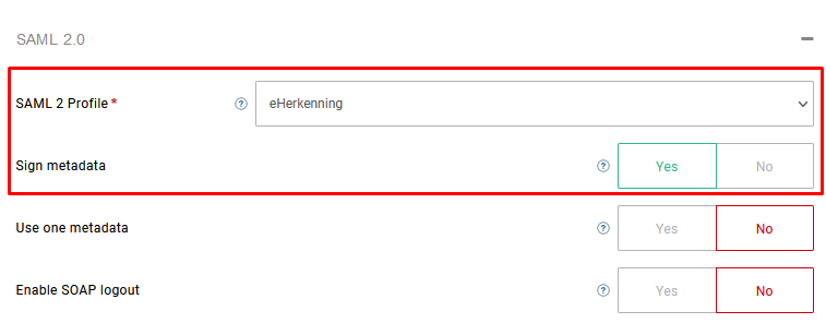 eHerkenning profile settings