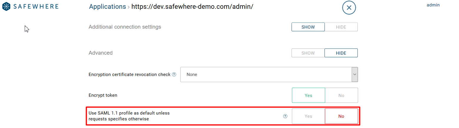 SAML 1.1 toke type