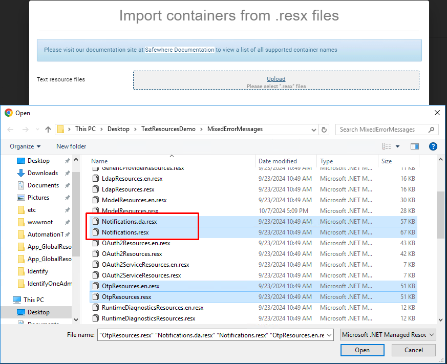 Safewhere Admin Import from Files Not Supported