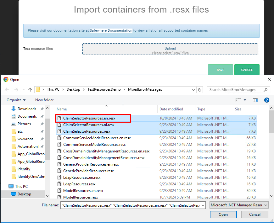 Safewhere Admin Import from Files XML Invalid