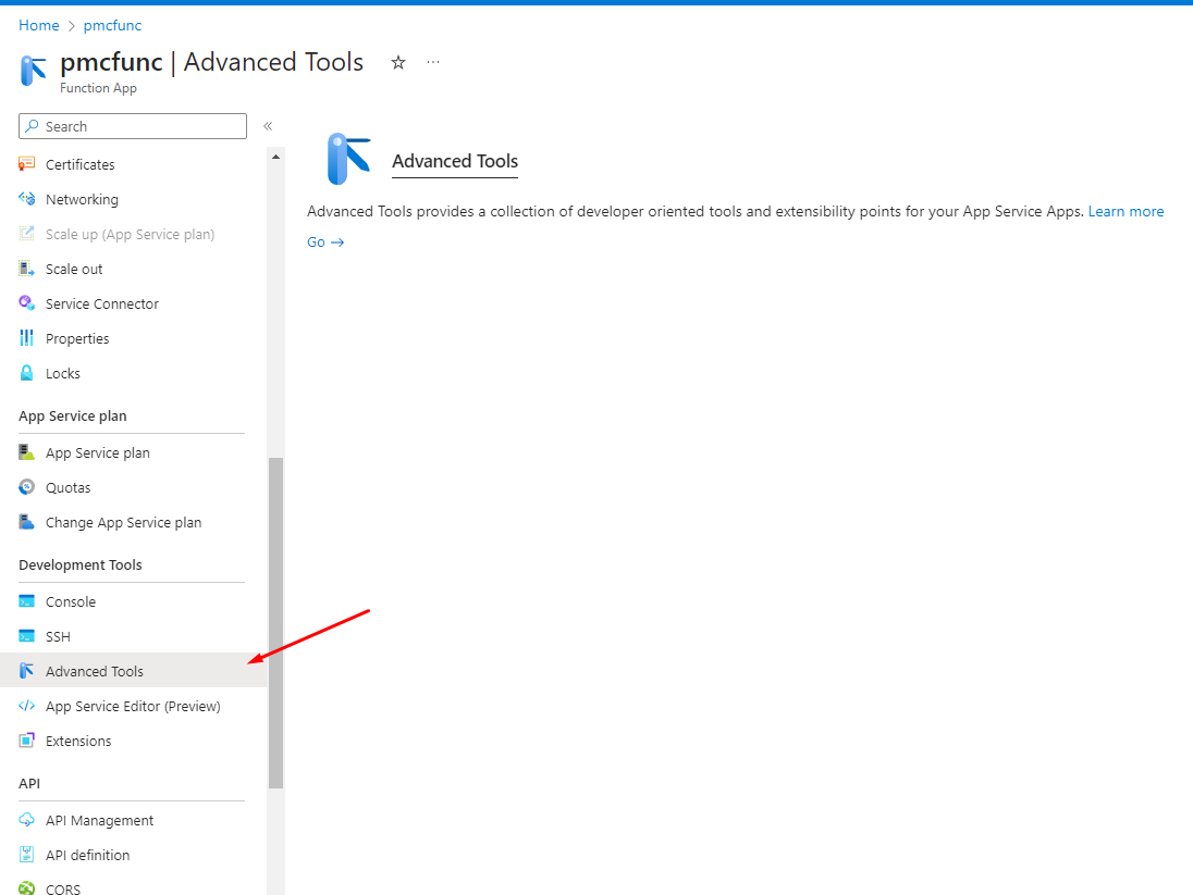 azure func advanced tools