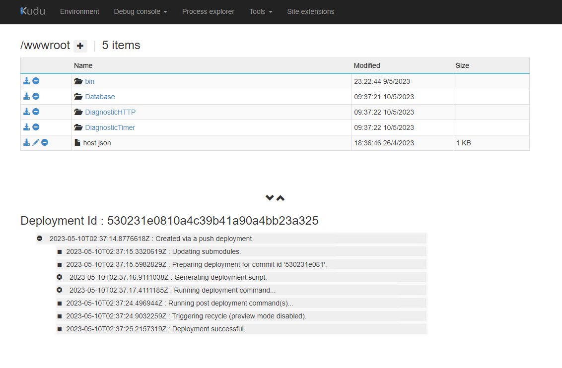 azure func zip deploy result