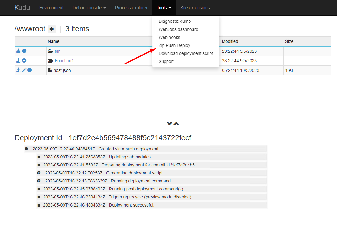 azure func zip deploy