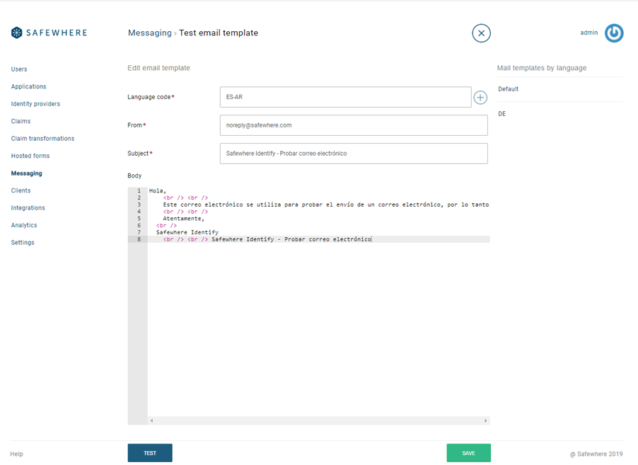 Creating Test Email template