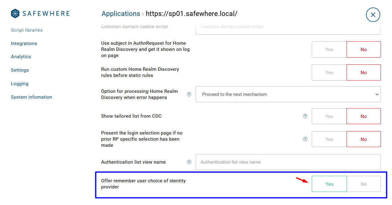Offer remember user choice of identity provider