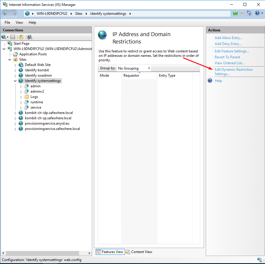 dynamic ip registration settings selected