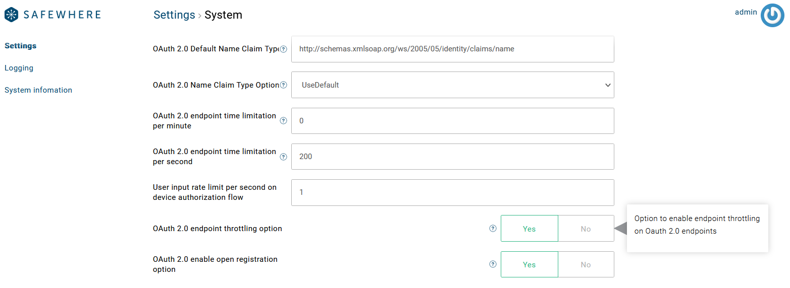 OAuth limitation rates