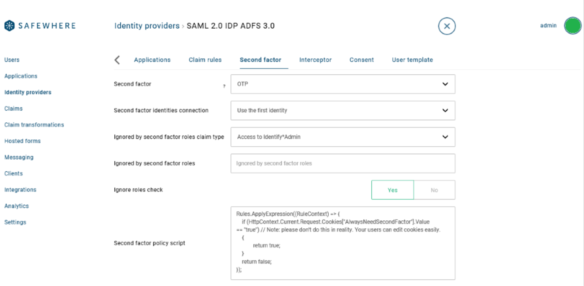 MFA (2-factor) authentication policy script