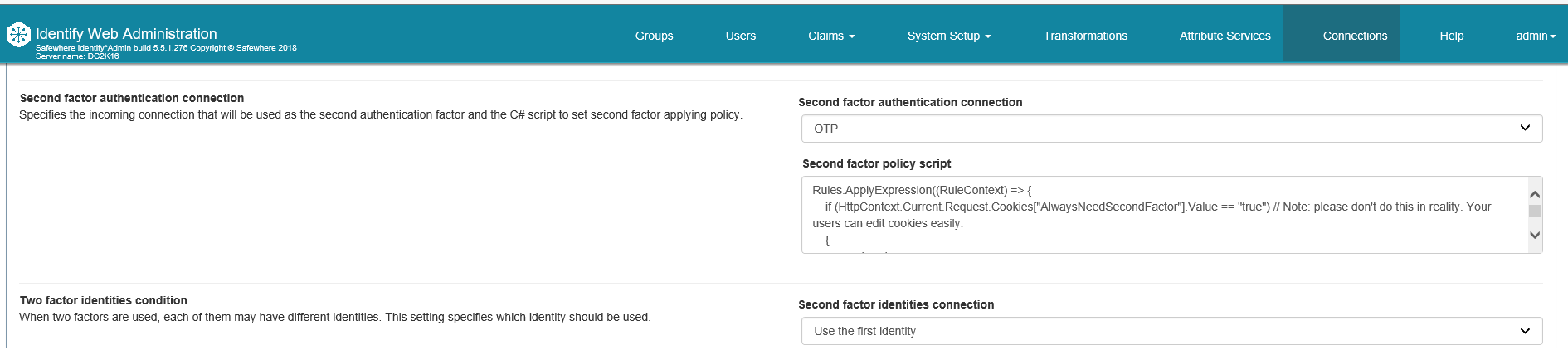 MFA (2-factor) authentication policy script