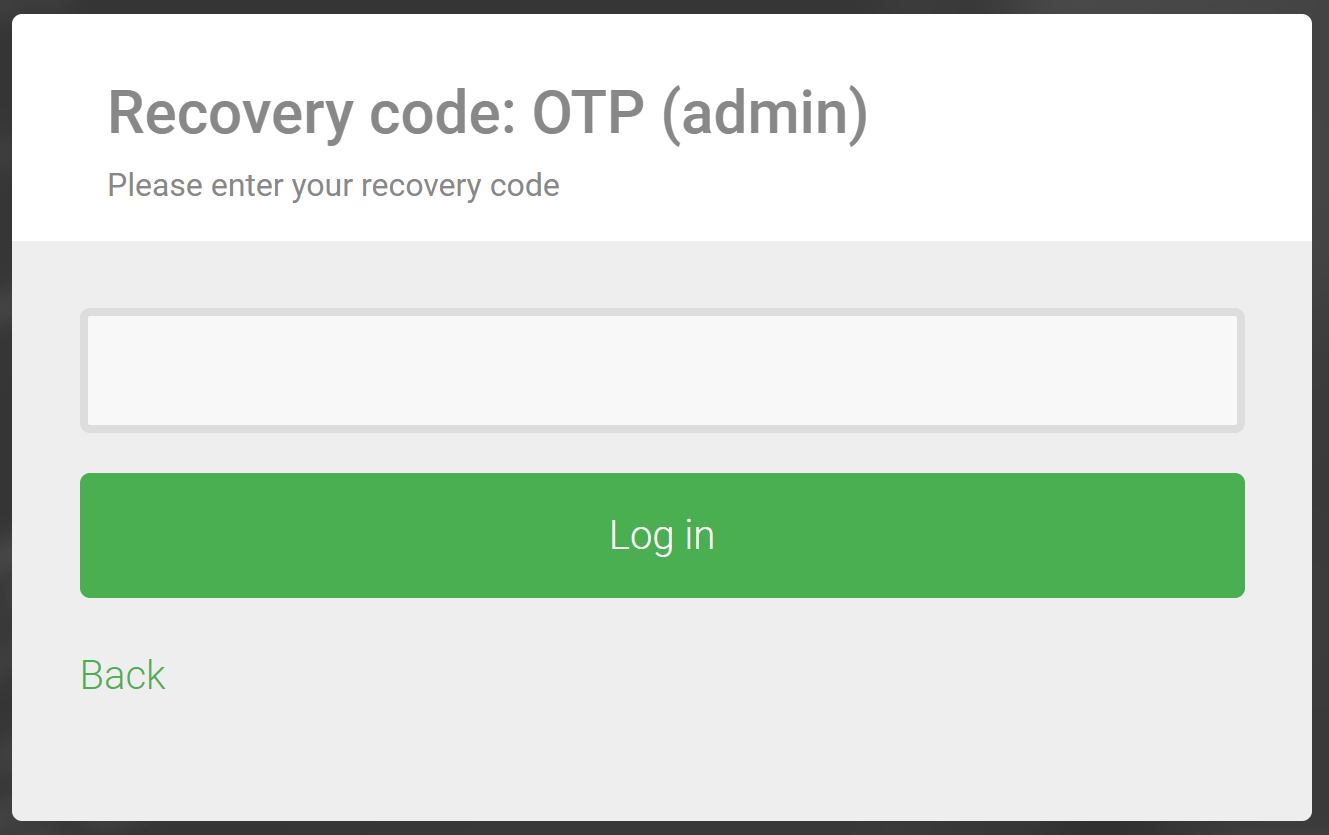 Recovery code login