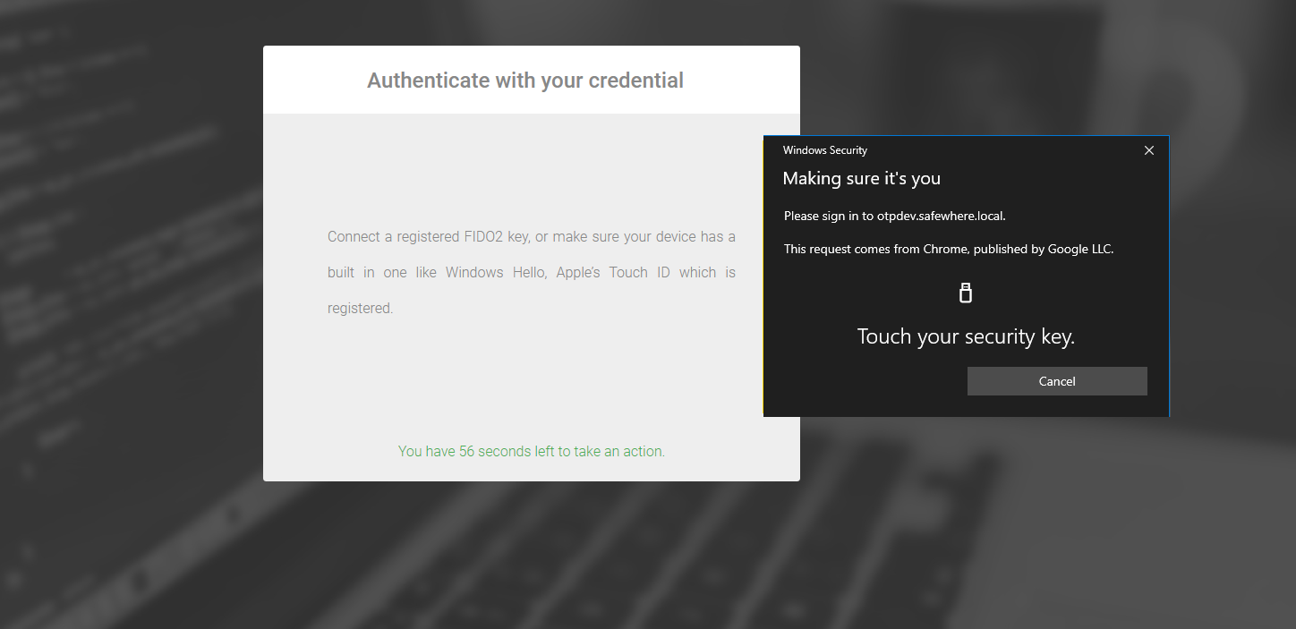 Authenticate with FIDO2 key