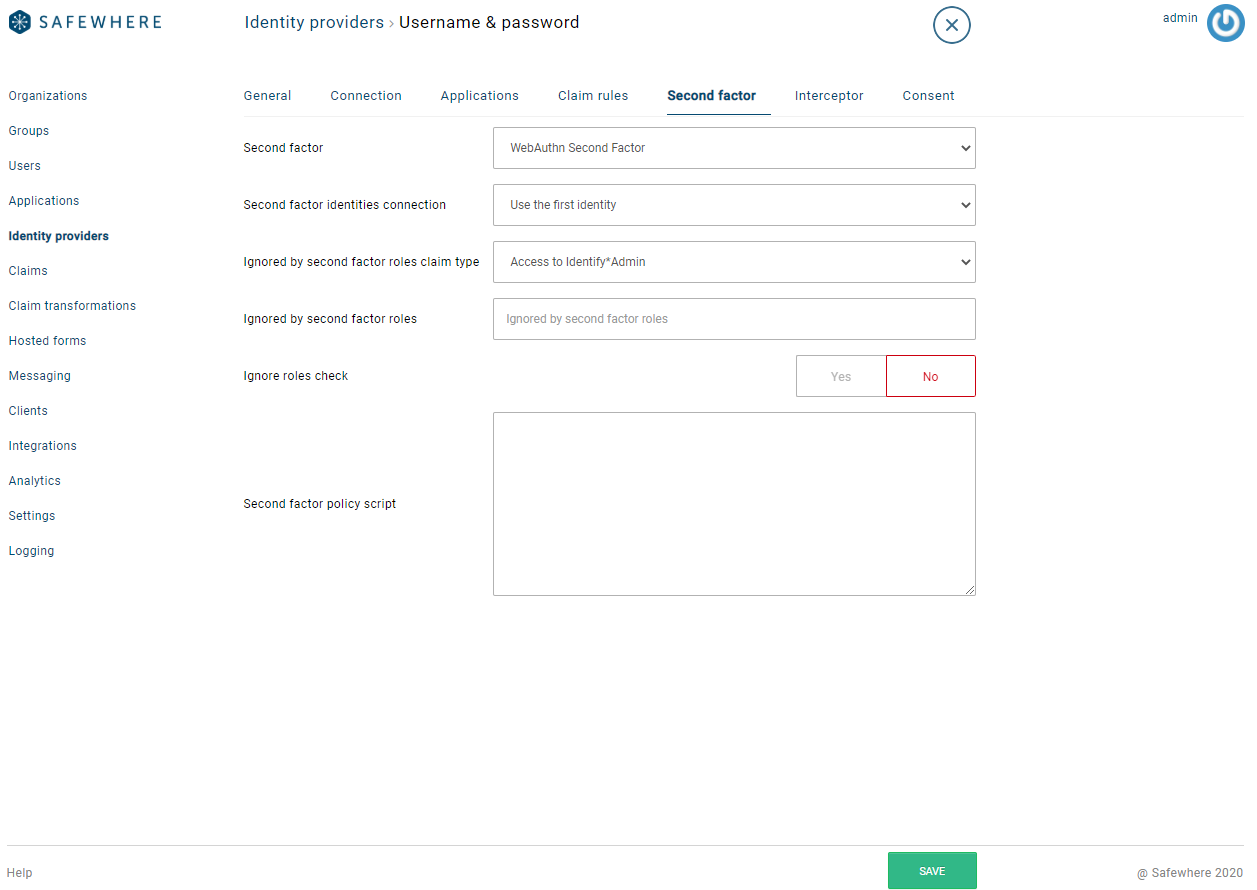 Configure as second factor