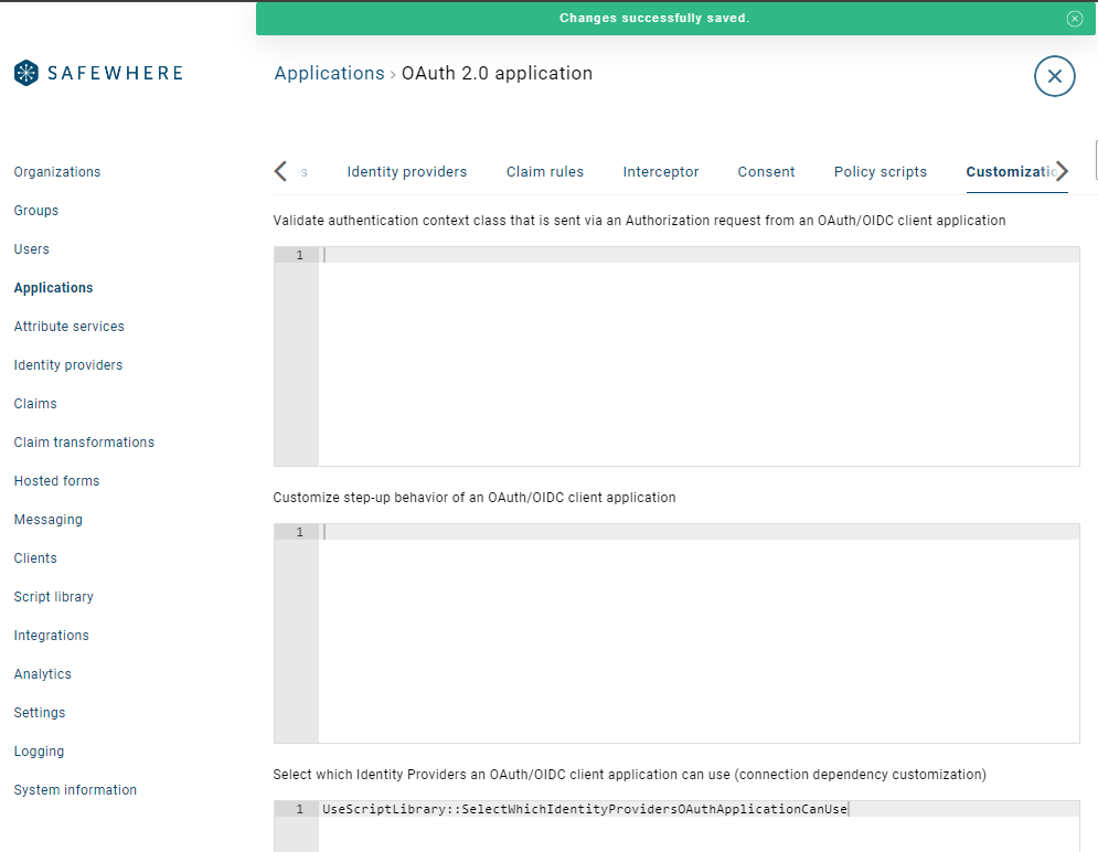 Script type Select which Identity Providers an OAuth/OIDC client application can use (connection dependency customization)