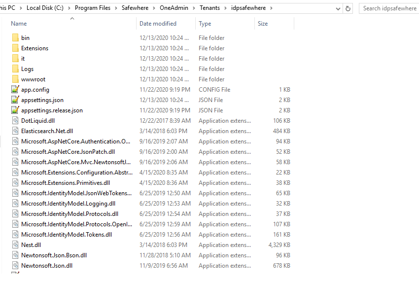 Backup Safewhere Admin website
