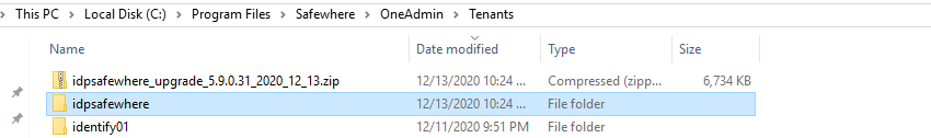 Backup safewhere admin file
