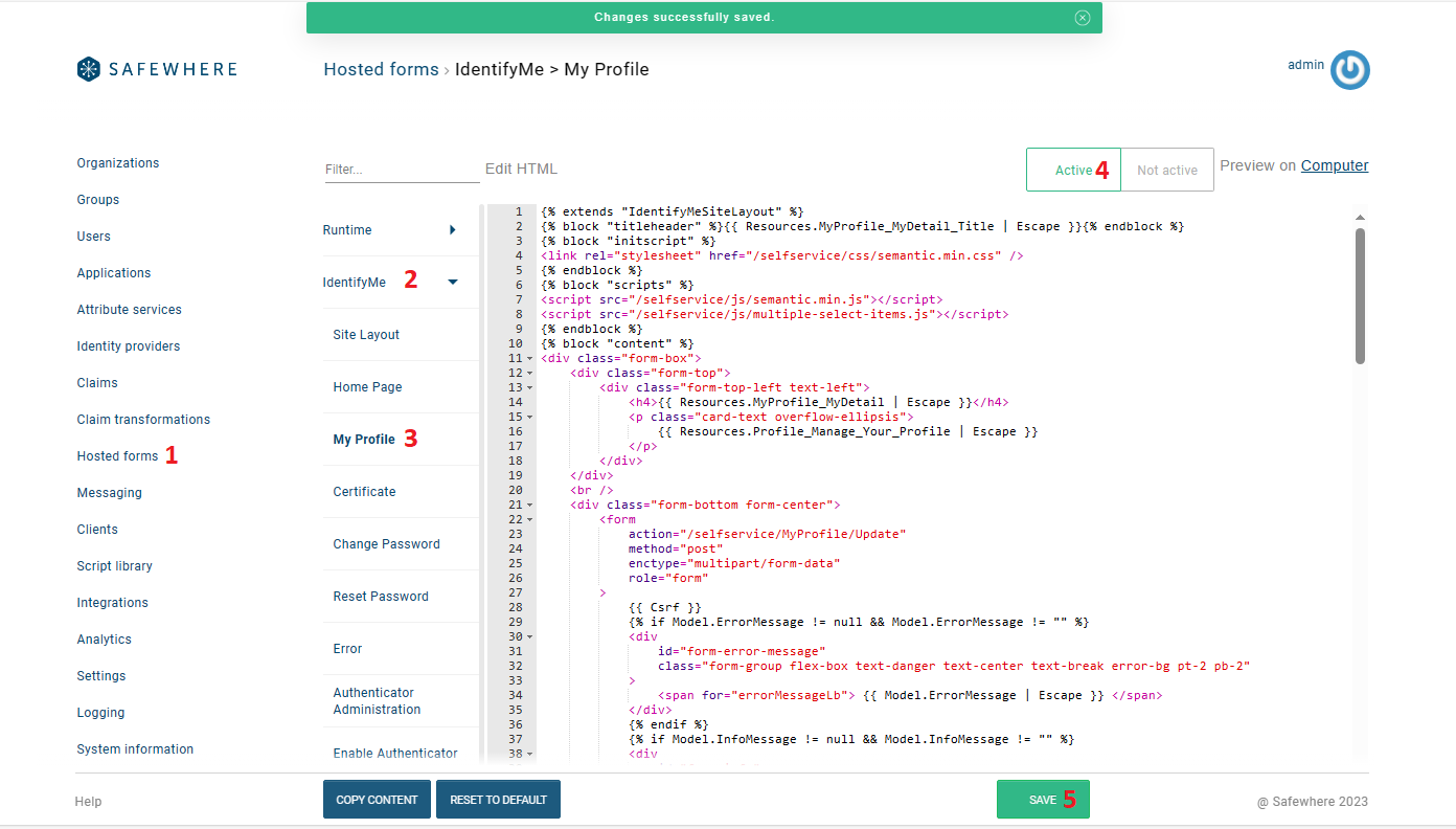 Hosted form IdentifyMeHomePage Active