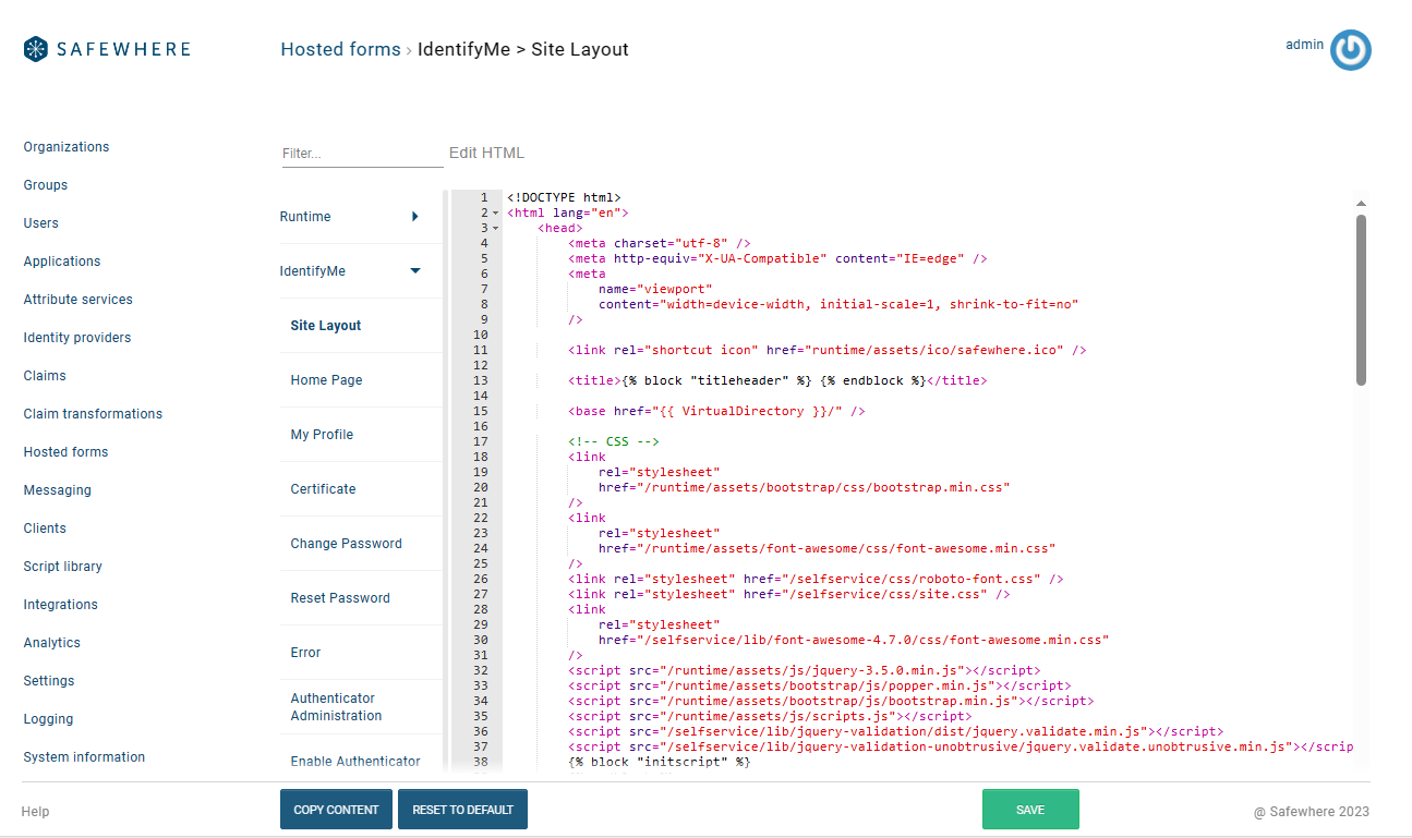 Hosted form IdentifyMeSiteLayout