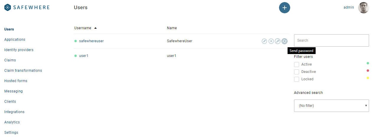 Send reset password link button